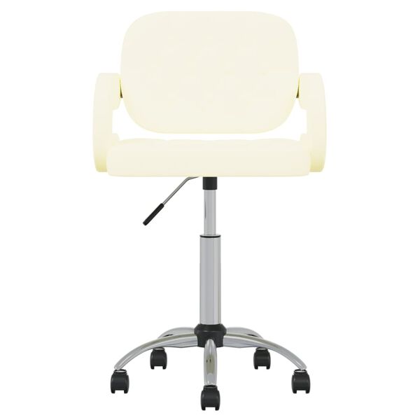 vidaXL Scaun de bucătărie pivotant, crem, piele ecologică