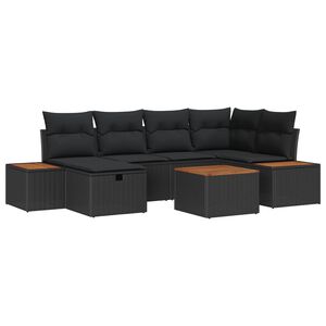 vidaXL Set de canapele pentru grădină 7 pcs Negru 55 x 62 x 69 cm