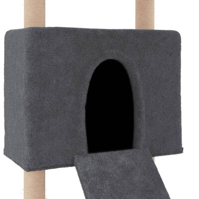 vidaXL Ansamblu de pisici, stâlpi din funie sisal, gri închis, 153 cm