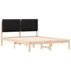 vidaXL Cadru de pat cu tăblie tapițată cu headboard Negru 135 x 190 cm
