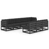 vidaXL Set mobilier grădină cu perne, 8 piese, negru, lemn masiv pin