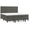 vidaXL Pat box spring cu saltea, gri &icirc;nchis, 200x200 cm, catifea