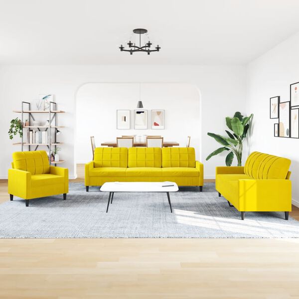 vidaXL Set de canapele cu perne, 4 piese, galben, catifea