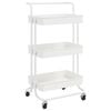 vidaXL Cărucior de bucătărie 3 niveluri alb 42x35x85 cm fier și ABS
