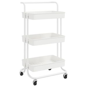 vidaXL Cărucior de bucătărie 3 niveluri alb 42x35x85 cm fier și ABS
