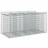 vidaXL Pat ridicat din gabion 2 pcs Argintiu