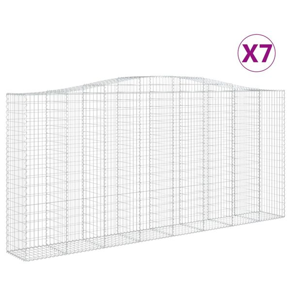 vidaXL Coșuri gabion arcuite 7 buc, 400x50x180/200 cm, fier galvanizat