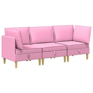 vidaXL Set de canapea modulară cu spațiu de stocare 3 pcs Roz Țesătură