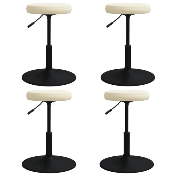 vidaXL Scaune de bucătărie, 4 buc., crem, catifea