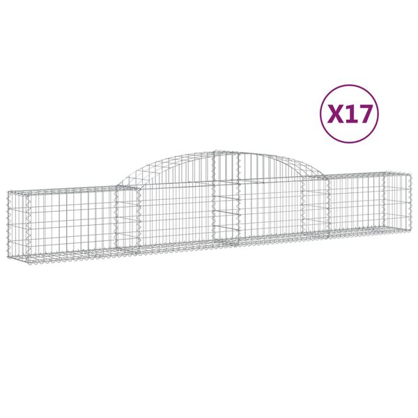vidaXL Coșuri gabion arcuite, 17 buc., 300x30x40/60cm, fier galvanizat