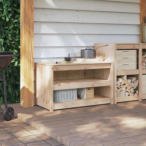 vidaXL Dulap de bucătărie Maro 106 x 55 x 64 cm Lemn masiv de pin