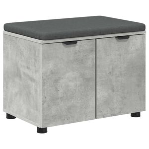 vidaXL Bancă pentru hol cu pernă cu ușă Gri din beton 60 x 38 x 46 cm