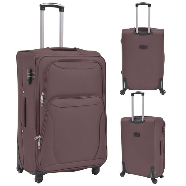 vidaXL Set trolere din material textil, 3 piese, cafeniu