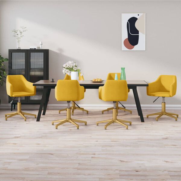 vidaXL Scaune de sufragerie pivotante 6 buc, galben, catifea