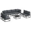 vidaXL Set de canapele pentru grădină 9 buc. Negru Aluminiu