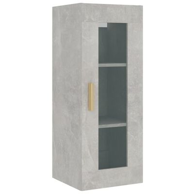vidaXL Dulap de perete suspendat, gri beton, 34,5x34x90 cm