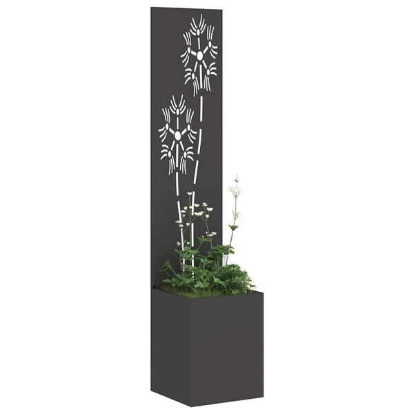 vidaXL Ecran de intimitate pentru grădină Floral Negru 32 x 150 cm
