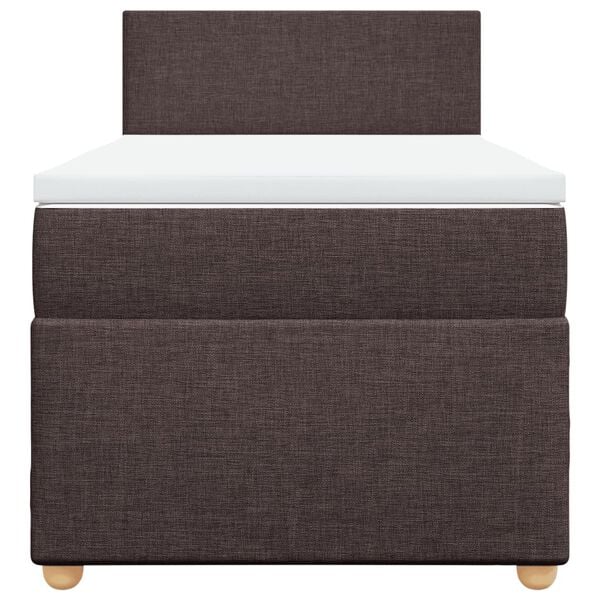 vidaXL Pat box spring cu saltea, maro &icirc;nchis, 90x190 cm, textil
