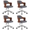 vidaXL Scaune de bucătărie pivotante, 4 buc, gri, lemn curbat/textil