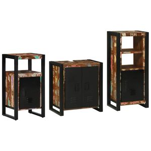 vidaXL Set de mobilier pentru baie 3 buc. Multicolor și negru