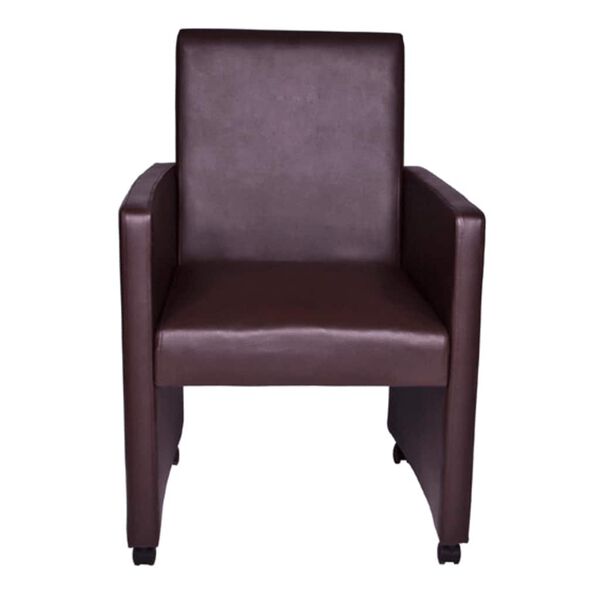 vidaXL Scaune de sufragerie, 2 buc., maro, piele ecologică