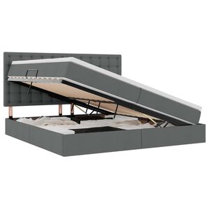 vidaXL Pat cu saltea și LED cu led Gri &icirc;nchis 200 x 200 cm Poliester