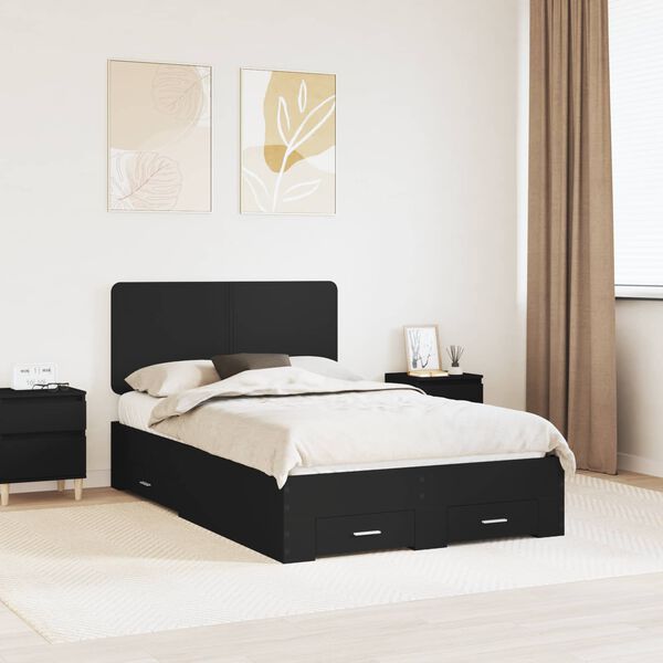 vidaXL Cadru de pat cu headboard Negru 120 x 200 cm Lemn compozit