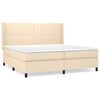 vidaXL Pat box spring cu saltea, crem, 200x200 cm, textil
