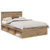 vidaXL Cadru de pat Stejar artizanal 135 x 190 cm Lemn prelucrat