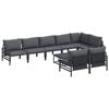vidaXL Set de canapele pentru grădină cu pernă 9 pcs Negru Oțel