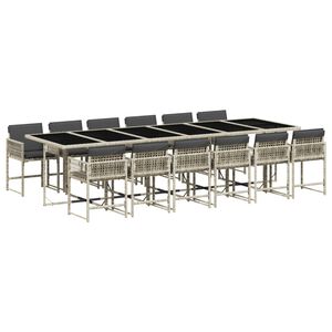 vidaXL Set mobilier de grădină cu perne 13 piese gri deschis poliratan