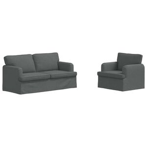 vidaXL Set de canapea 2 pcs Gri &icirc;nchis 162 x 80 x 85 cm țesătură
