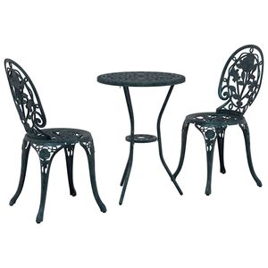 vidaXL Set Bistro de Grădină 3 buc. Verde Aluminiu
