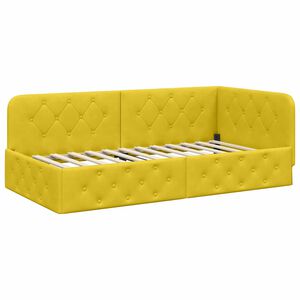 vidaXL Cadru de pat colțar cu headboard Galben 90 x 190 cm Catifea