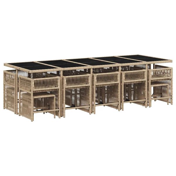 vidaXL Set mobilier grădină cu perne, 15 piese, bej combinat poliratan