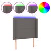 vidaXL Tăblie de pat cu LED, gri, 103x16x118/128 cm, piele ecologică