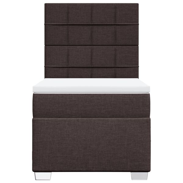 vidaXL Pat box spring cu saltea, maro &icirc;nchis, 90x190 cm, textil