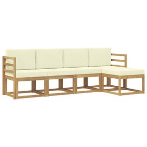 vidaXL Set de canapele de exterior 5 buc. Alb și crem