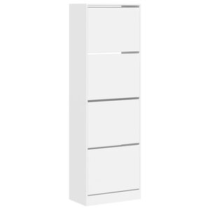 vidaXL Dulap de pantofi cu 4 sertare rabatabile, alb, 60x34x187,5 cm