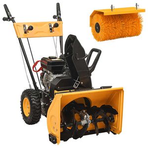 vidaXL Freză de zăpadă cu mașină de măturat 2 &icirc;n 1, benzină 6,5 CP