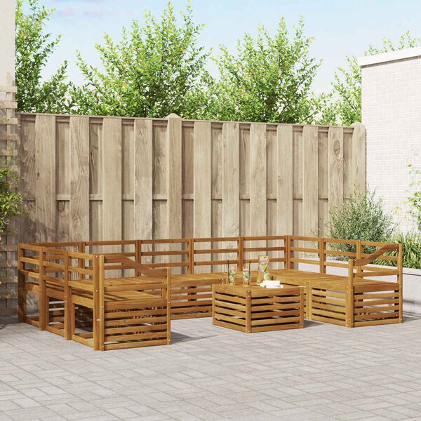 vidaXL Seturi de canapele 10 pcs natural Lemn Solid de Acacia