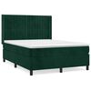 vidaXL Pat box spring cu saltea, verde &icirc;nchis, 140x190 cm, catifea