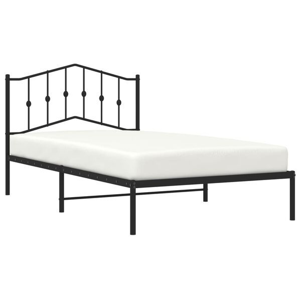 vidaXL Cadru de pat din metal cu tăblie, negru, 107x203 cm