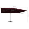 vidaXL Umbrelă în consolă de grădină cu LED-uri, roșu bordo 400x300 cm
