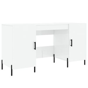 vidaXL Birou, alb extralucios, 140x50x75 cm, lemn compozit