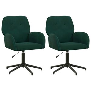 vidaXL Scaune birou cu rotire 2 buc. 54 x 55 x 90 cm Verde &icirc;nchis