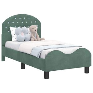 vidaXL Cadru de pat pentru copii cu spătar Verde Mării 70 x 140 cm