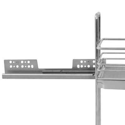 vidaXL Coș sârmă bucătărie retractabil 2 rafturi argintiu 47x15x54,5cm
