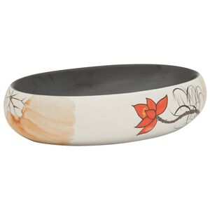 vidaXL Lavoar de blat, multicolor, 59x40x15 cm, ceramică, oval