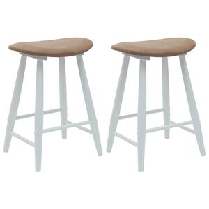 vidaXL Scaune de dining 2 buc. Lemn Solid de Cauciuc Alb
